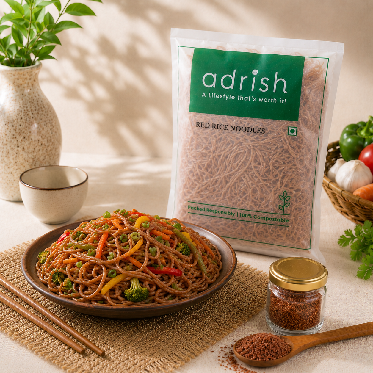 Red Rice Millet Noodles with Tastemaker